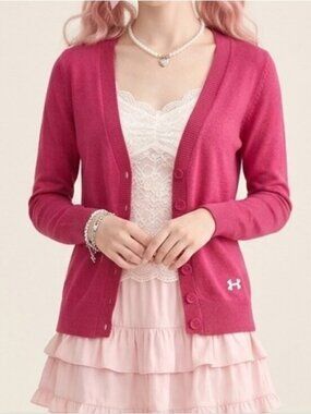 Under Armour Performance Hot Pink Wool Cardigan Small